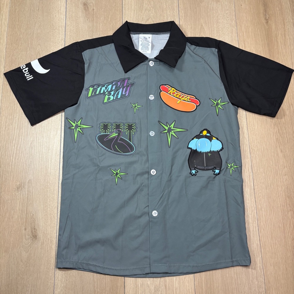Tampa Bay Rays City Connect Grit Glow SGA Button Up Shirt Gray Black Neon Men M